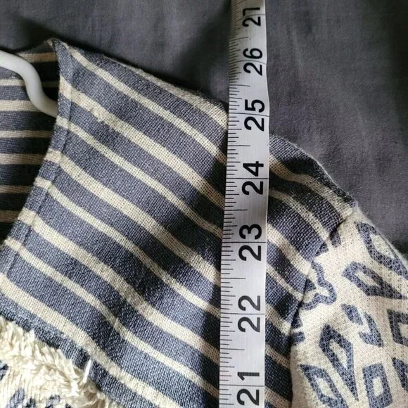 Lucky Brand Jacket Womens Sz Large Blue White Geometric Boho Western Casual Moto - Picture 5 of 8